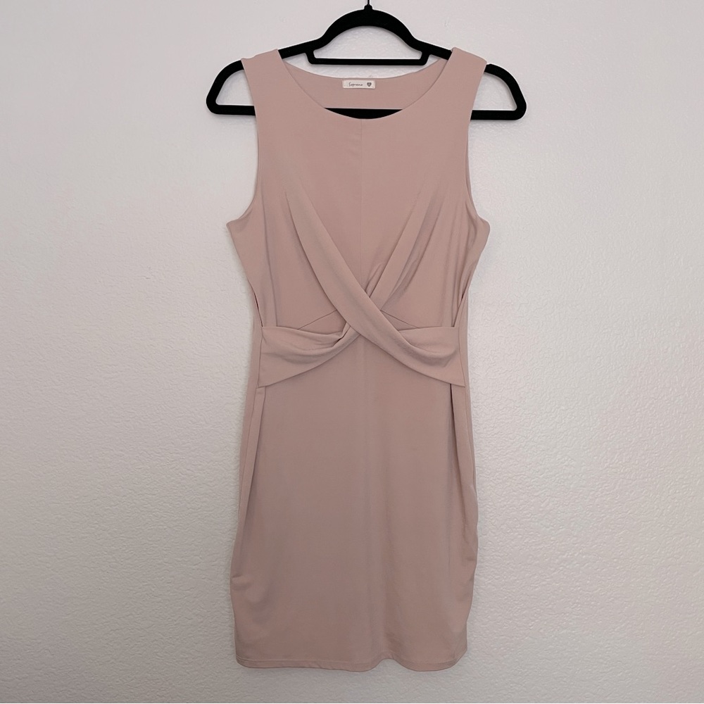 Soprano Blush Pink Fitted Dress Cross Wrap Style Size XL Juniors